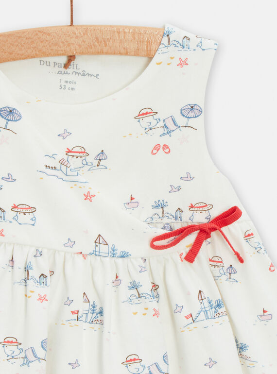 Off-white dress with sparrow print TOU2ROB / 24SF03I1ROBA001