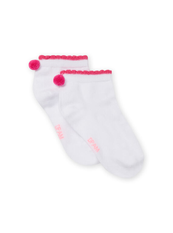 Child girl white socks with pink pompons NYAJOSCHO1B / 22SI0163SOQ000