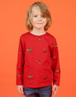 Boy's red long sleeve t-shirt with car, tractor and helicopter print MOCOTEE2 / 21W902L4TMLF521