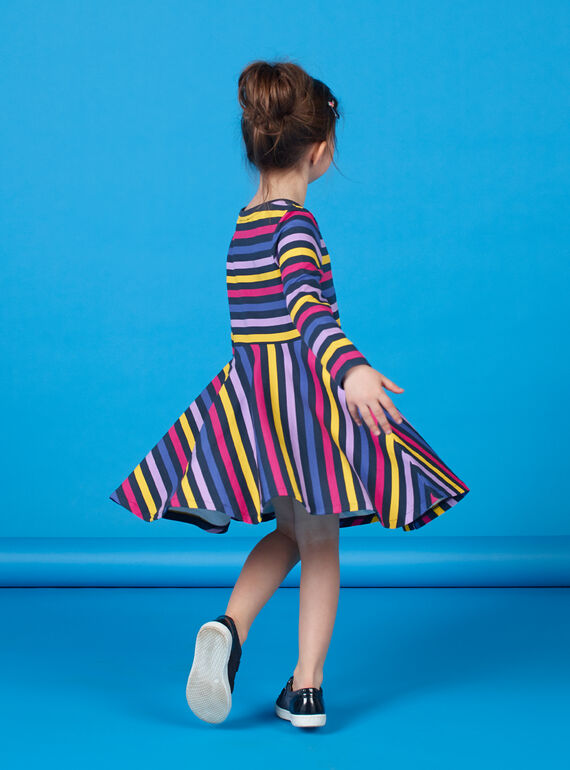 Black and blue striped dress LANAUROB2 / 21S901P1ROBC205