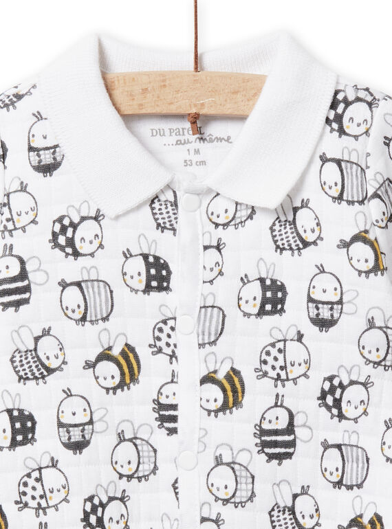 White romper with bee and ladybug print birth boy NOU1GRE5 / 22SF0442GRE000