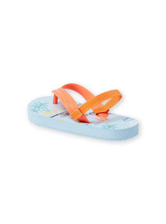 Pale blue palm tree print flip flops for boys LGTONGPALM / 21KK3661D01202