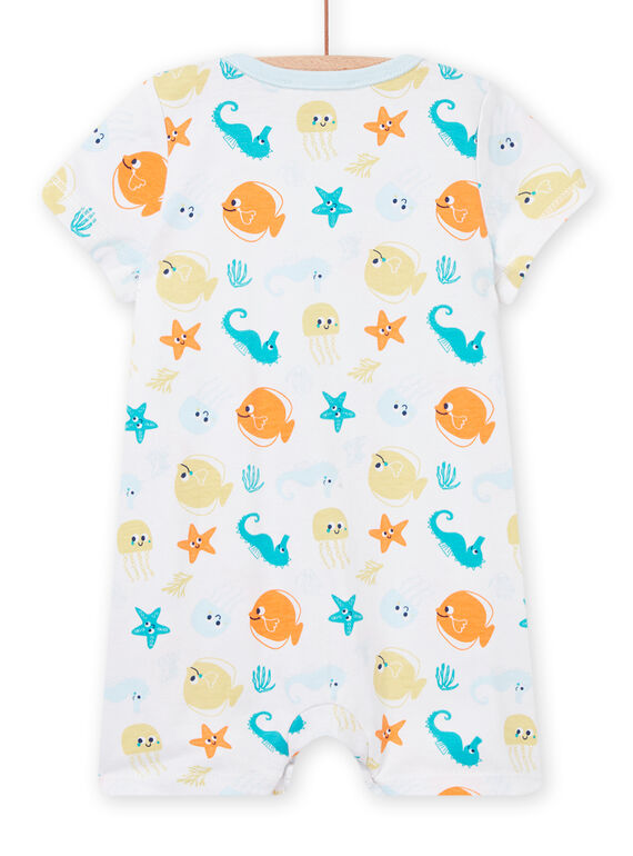 White jumpsuit with sailor print baby boy NEGAGREPOI / 22SH14H3GRE000