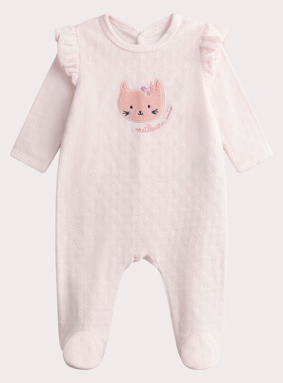 Baby girls' pink velour rompers WEFIGRECHA / 25SH1391GRE318