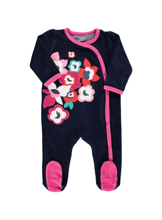 Baby girls' velour sleepsuit CEFIGREFLO / 18SH1345GRE070