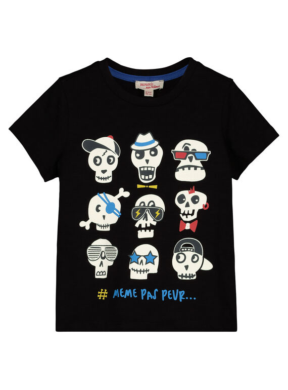 Boys' black skull print T-shirt GOBLETI / 19W90291TMC090