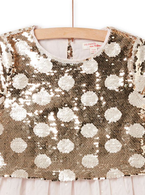 Child girl light gold dress with reversible sequins NASOROB3 / 22S901Q4ROBK008