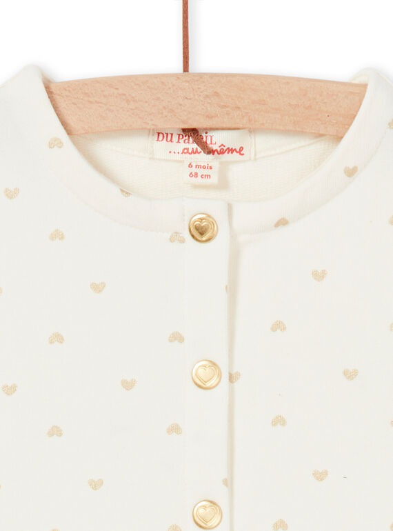 Cadigan ecru printed hearts baby girl LIJOCAR1 / 21SG0941CAR001