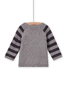 baby boy grey mottled sweater with monster motif MUHIPUL / 21WG10U1PUL943