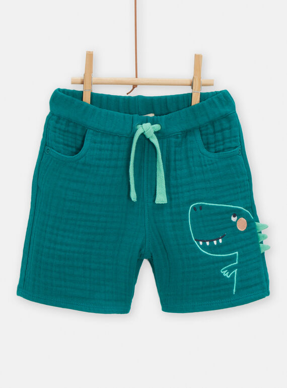 Emerald Bermuda shorts with dinosaur animation for baby boys TUCOBER / 24SG10N1BER608