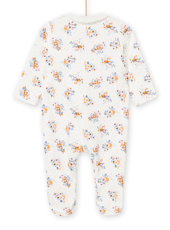 Baby girl floral print romper in ecru NEFIGREMO / 22SH13E1GRE001