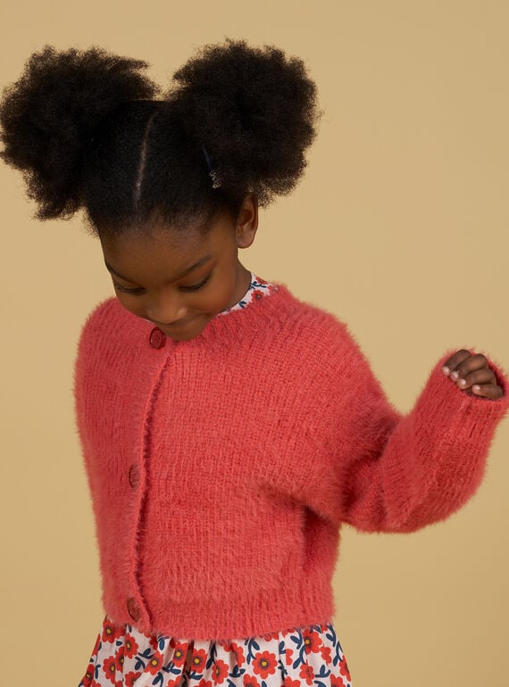 Spicy orange knitted cardigan child girl NAVICAR / 22S901M1CAR409