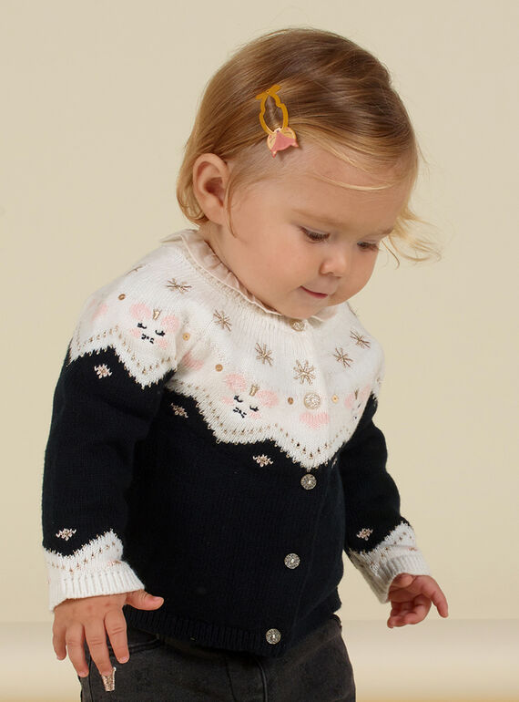 Baby girl jacquard knit cardigan MIHICAR2 / 21WG09U2CARJ905