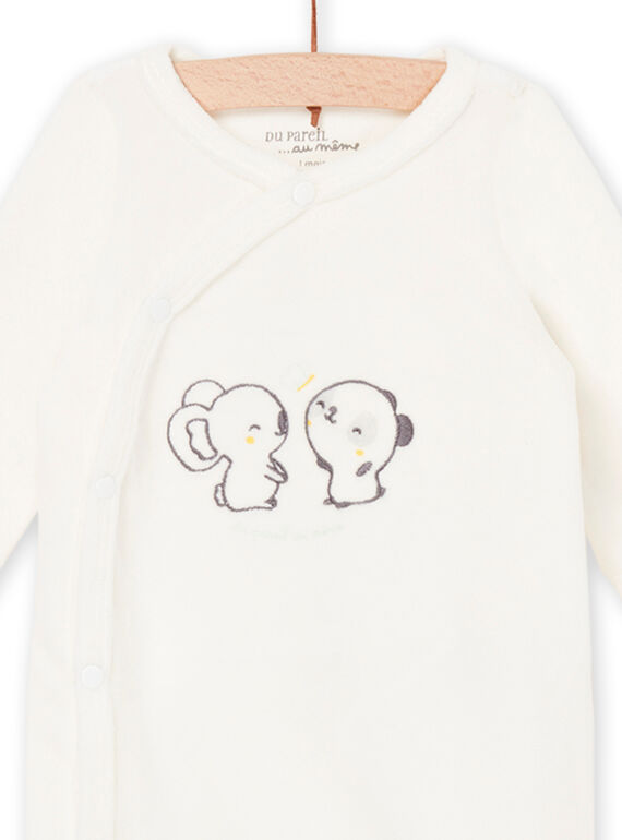 Long sleeve romper with animal embroidery POU1GRE1 / 22WF0583GRE001