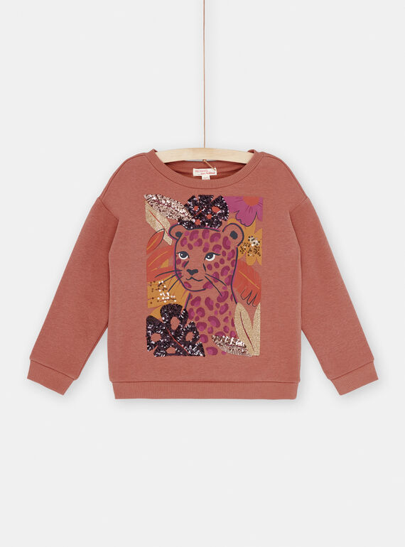 Terracotta sweater with panther animation SACOUSWEA / 23W901L1SWEE415