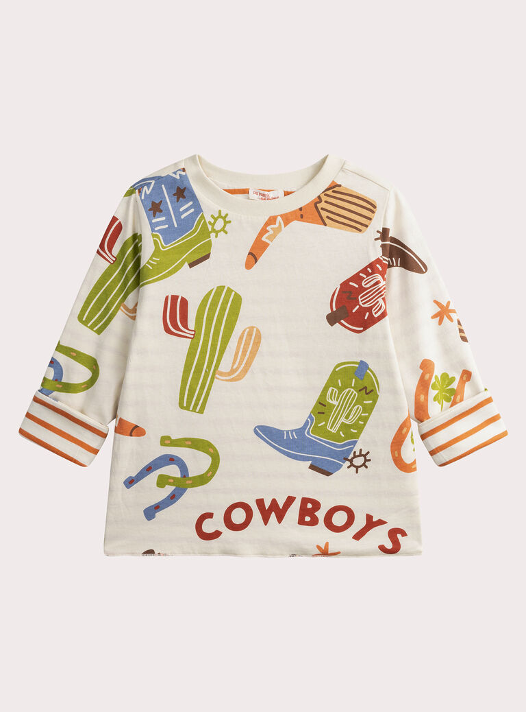 Reversible striped T-shirt with a cowboy print Reversible striped T-shirt with a cowboy print WOLANTEE3 / 25S90242TML005