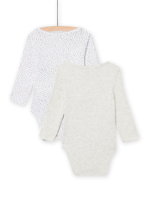Set of 2 white bodysuits with bee pattern for boys NOU1BOD6 / 22SF0441BDNJ920