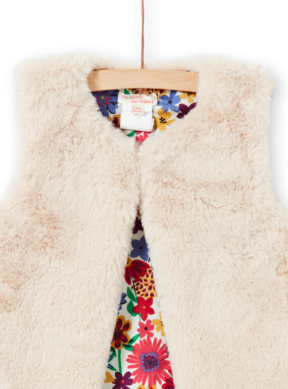 Reversible faux fur vest ecru child girl MAMIXCAR3 / 21W901J3CAR009