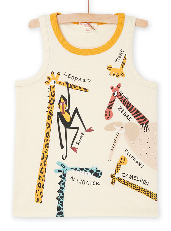 White cream tank top with wild animal print ROSUMDEB / 23S902Y1DEBA002