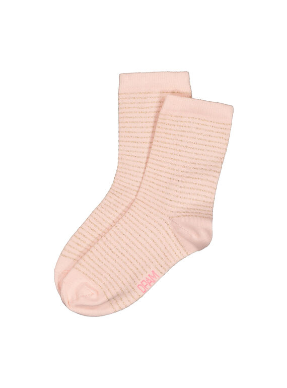 Girls' striped mid length socks FYAJOCHO5B / 19SI0139SOQ099