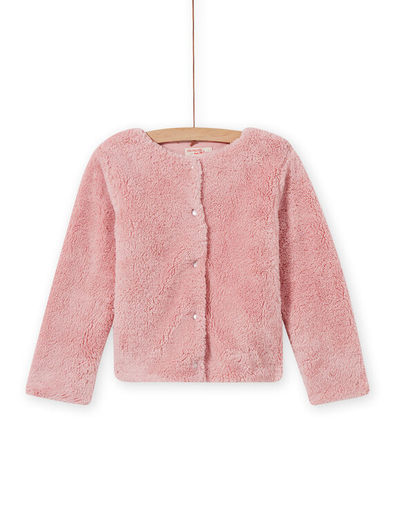 Girl's reversible light pink faux fur cardigan MAJOCARF3 / 21W90112CAR312