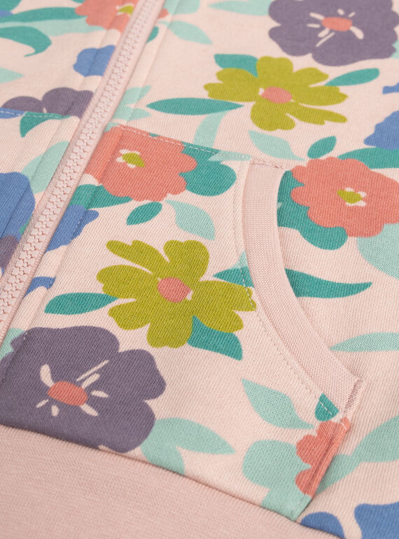 Pink floral print jogging top for girls  VAJOHAUJOG1 / 24W901G3JGHD329