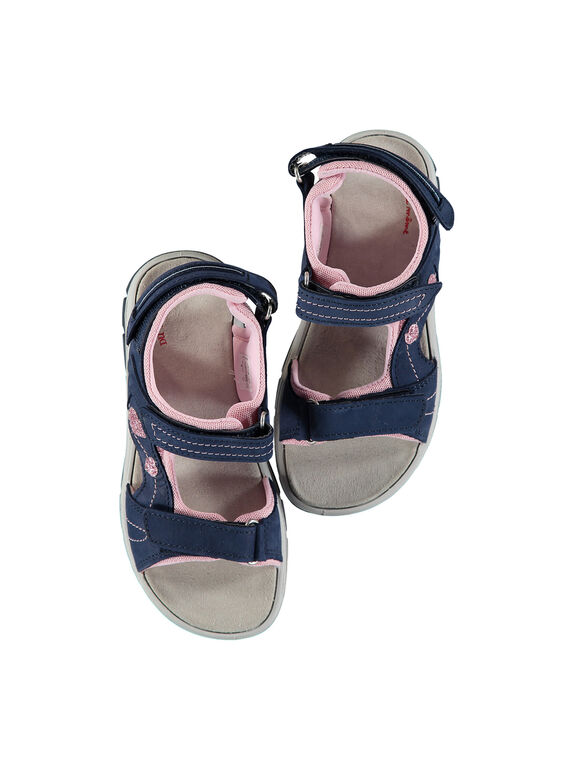 Girls' smart sandals in two fabrics FFSANDION / 19SK35K2D0E070