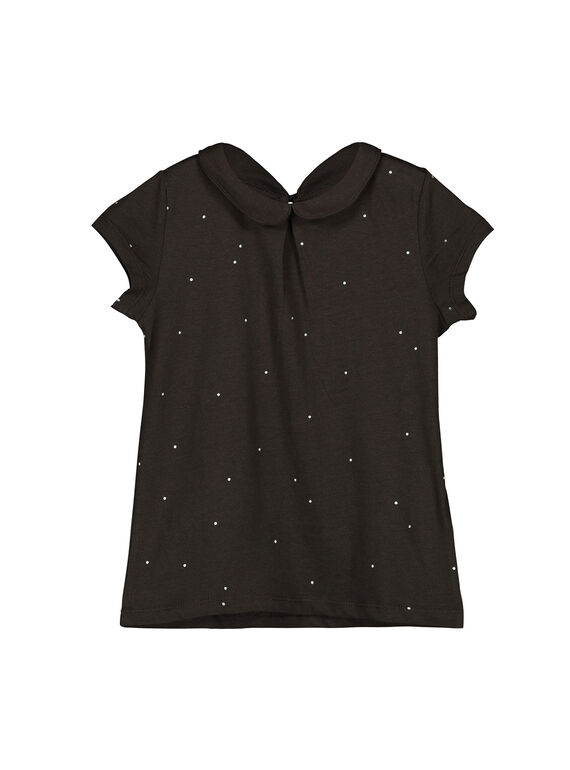 Girls' T-shirt with a Peter Pan collar FAJOBRAS1 / 19S901Y1D3A941