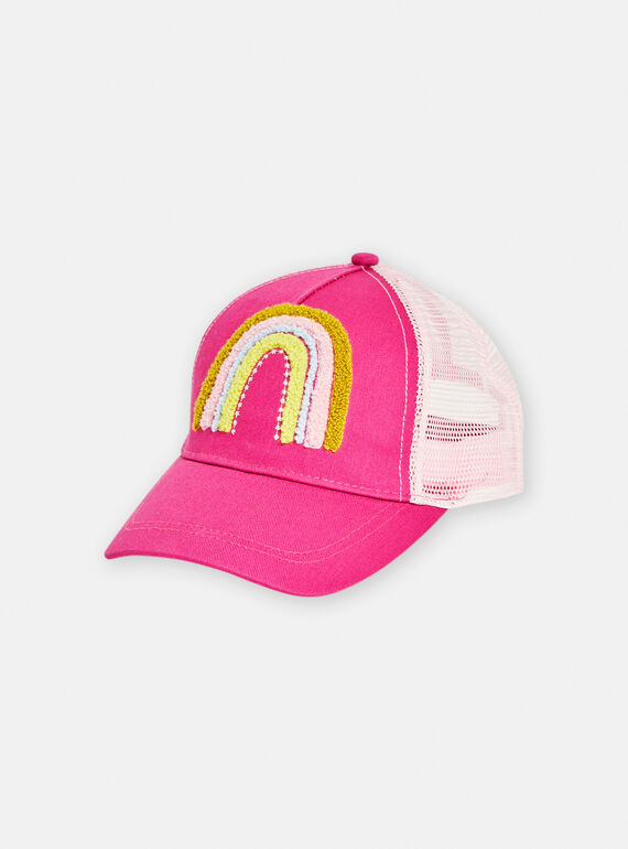 Girls pink cap with rainbow pattern TYAJOCAP2 / 24SI01E2CHA310