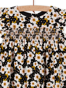 Baby girl grey corduroy flower print dress MIHIROB1 / 21WG09U1ROBJ905