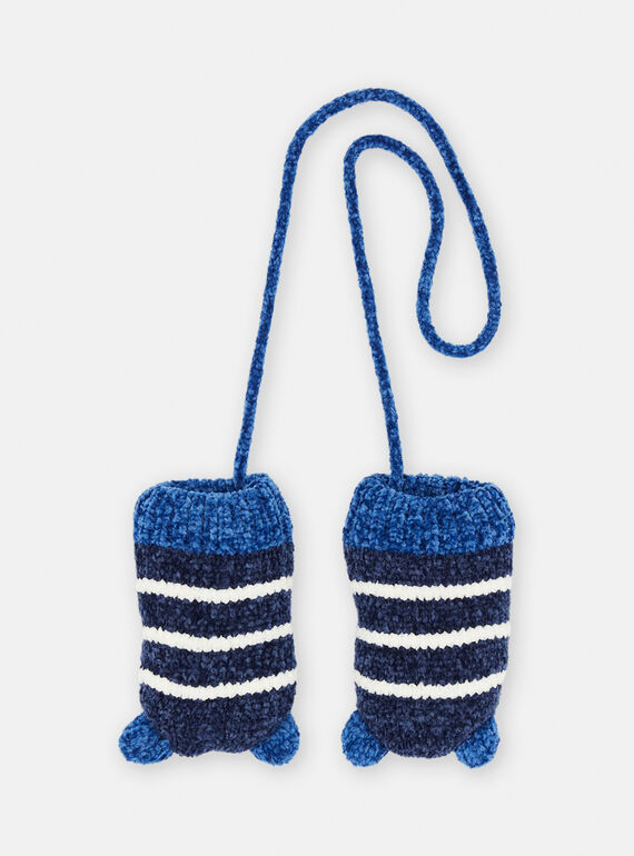 Blue and white mittens with stripes print SYUGROMOU / 23WI1091GAN622