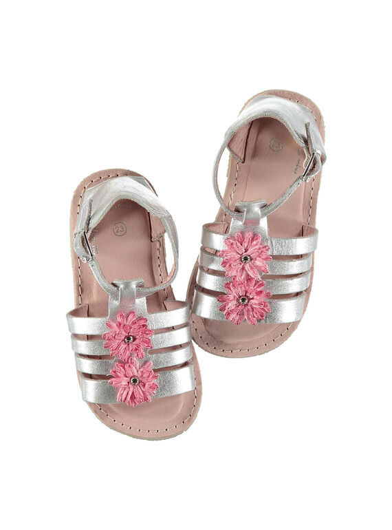 Baby girls' smart leather sandals FBFSANDCHIC / 19SK37C1D0E956