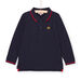 Navy blue polo shirt with embroidered wolf's head motif