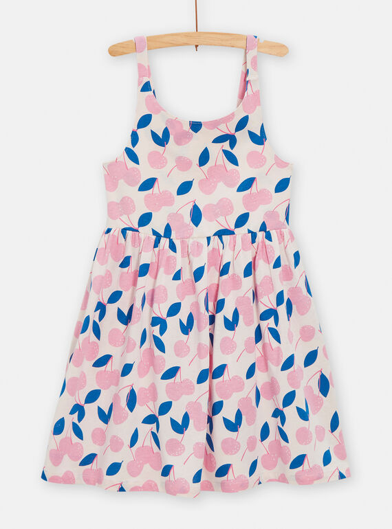 Pink dress with cherry print for girls TAPLAROB1 / 24S901S2ROBD326