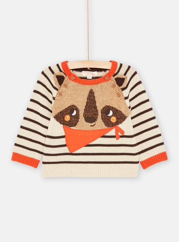 Baby Boy Brown and Orange Stripe Sweater SULOPUL / 23WG10R1PUL009