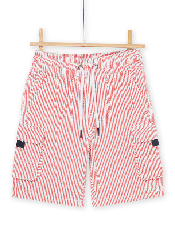Red Bermuda shorts with stripes print. ROJOBERPOCH2 / 23S9029ABER502