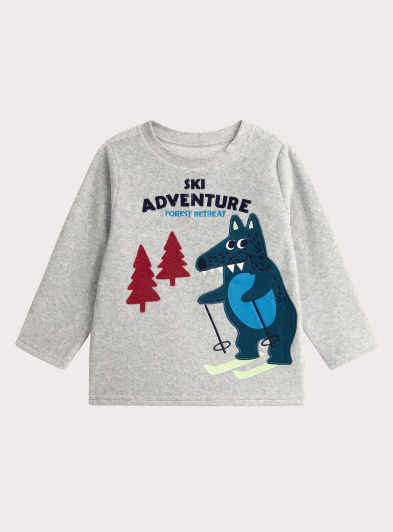Grey velvet pajamas for boys  VEGOPYJSKI / 24WH1296PYJJ922