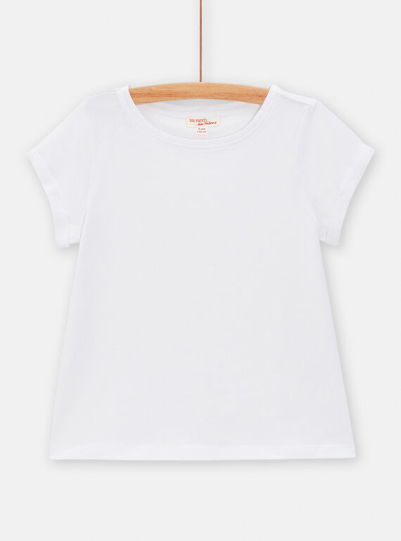 Girl's white short-sleeved T-shirt TAESTI1 / 24S901V1TMC000