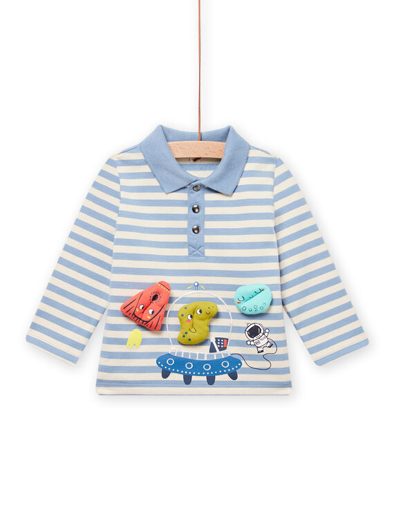 Baby boy blue and white striped polo MUPLAPOL / 21WG10O1POL216