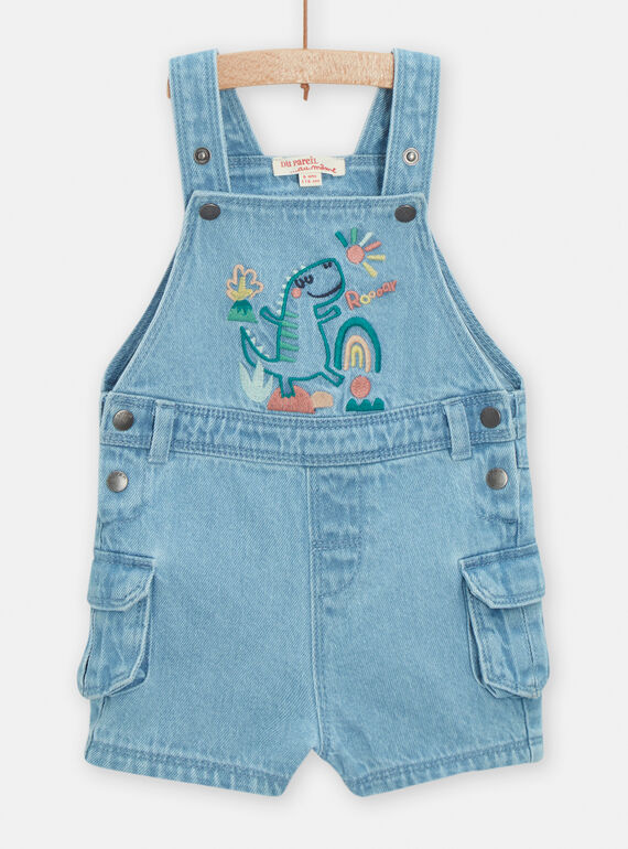 Light blue short overalls with dinosaur print for baby boys TUCOSAC2 / 24SG10N2SACP272