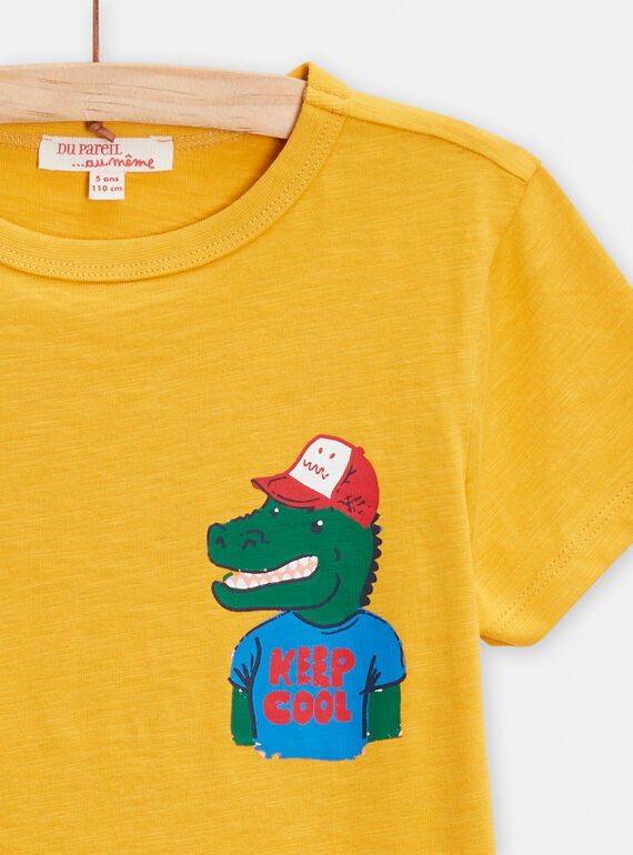 Boy's yellow crocodile T-shirt TOJOTI2 / 24S902B1TMC106