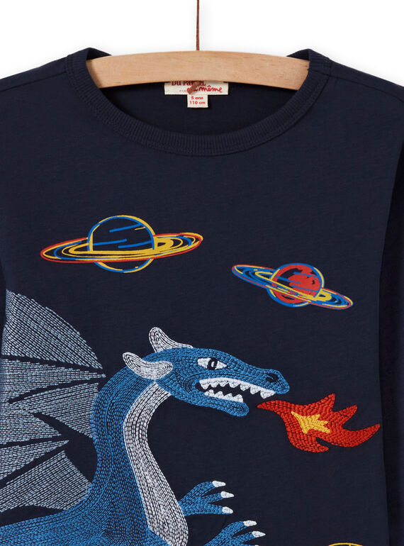 Boy's midnight blue dragon and space t-shirt MOPLATEE3 / 21W902O4TML705