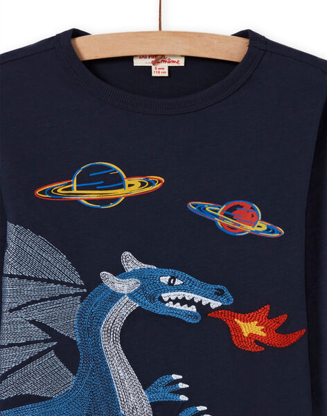 Boy's midnight blue dragon and space t-shirt MOPLATEE3 / 21W902O4TML705