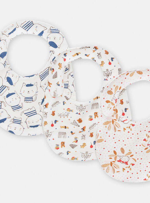Set of 3 off-white animal print bibs, mixed TOU1BAV2 / 24SF42H1BAVA001