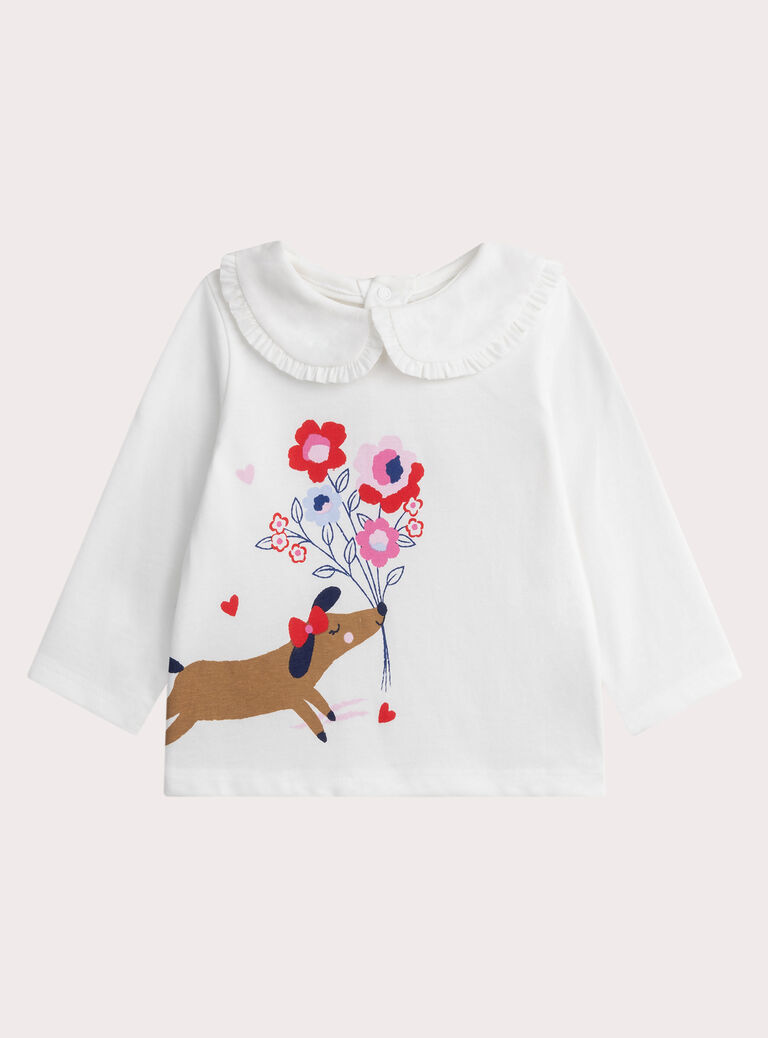 Baby girls' ecru t-shirt WIKABRA2 / 25SG0933BRAA001