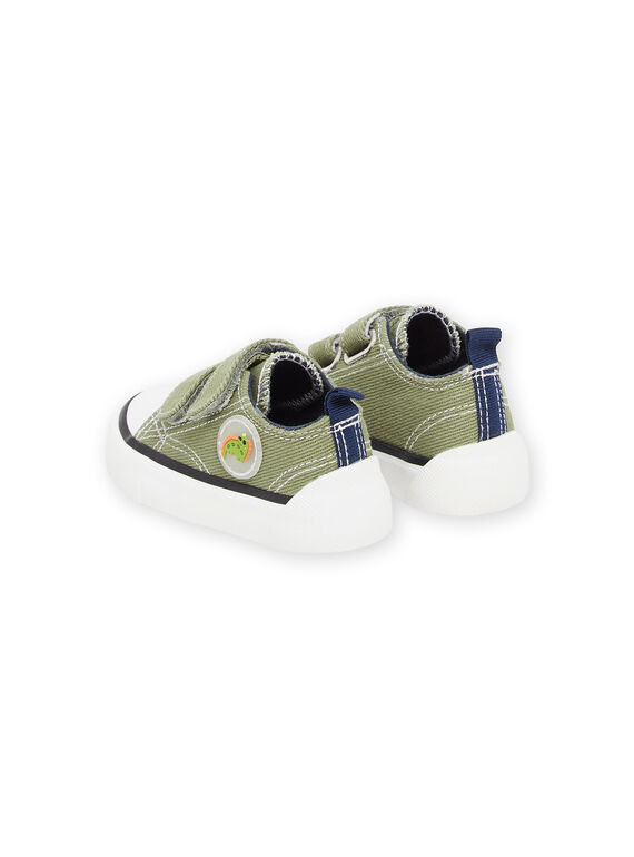 Khaki canvas sneakers with dinosaur patch RUTOILDINO / 23KK3872D16604