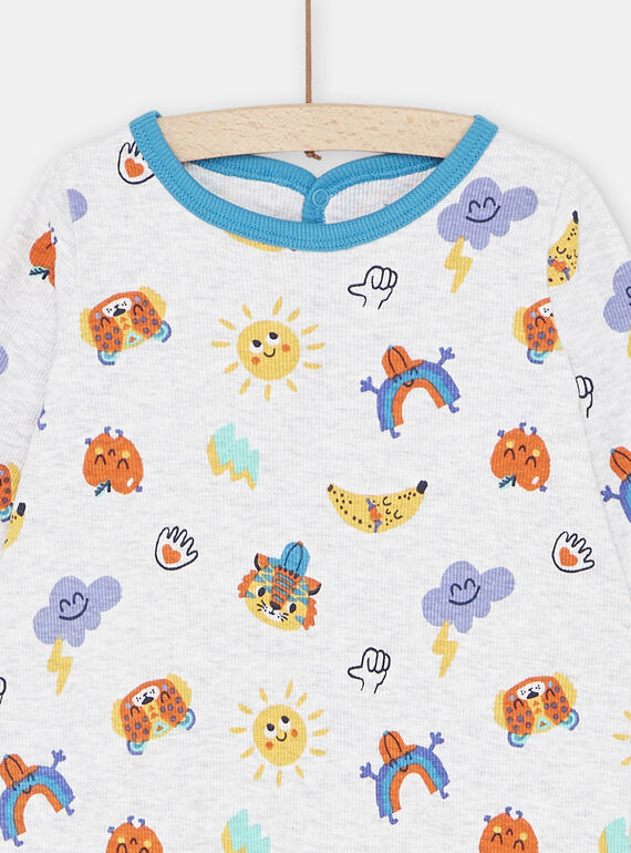 Grey romper with fantasy print, baby boy SEGAGREAOP / 23WH1432GREJ920