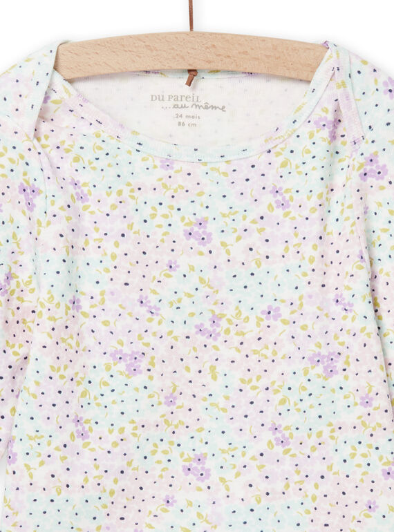 baby girl ecru floral print bodysuit NEFIBODFLE / 22SH13I1BDL001