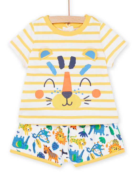 Saffron t-shirt and shorts with animal print and stripes RUPLAENS1 / 23SG10P1ENS109