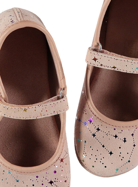 Girls' leather ballet pump slippers FFBELFILLE / 19SK3538D07030